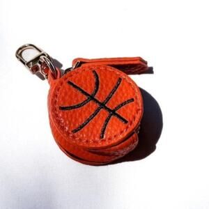 Sports Vegan Leather Bag Charm Keychain Basketball